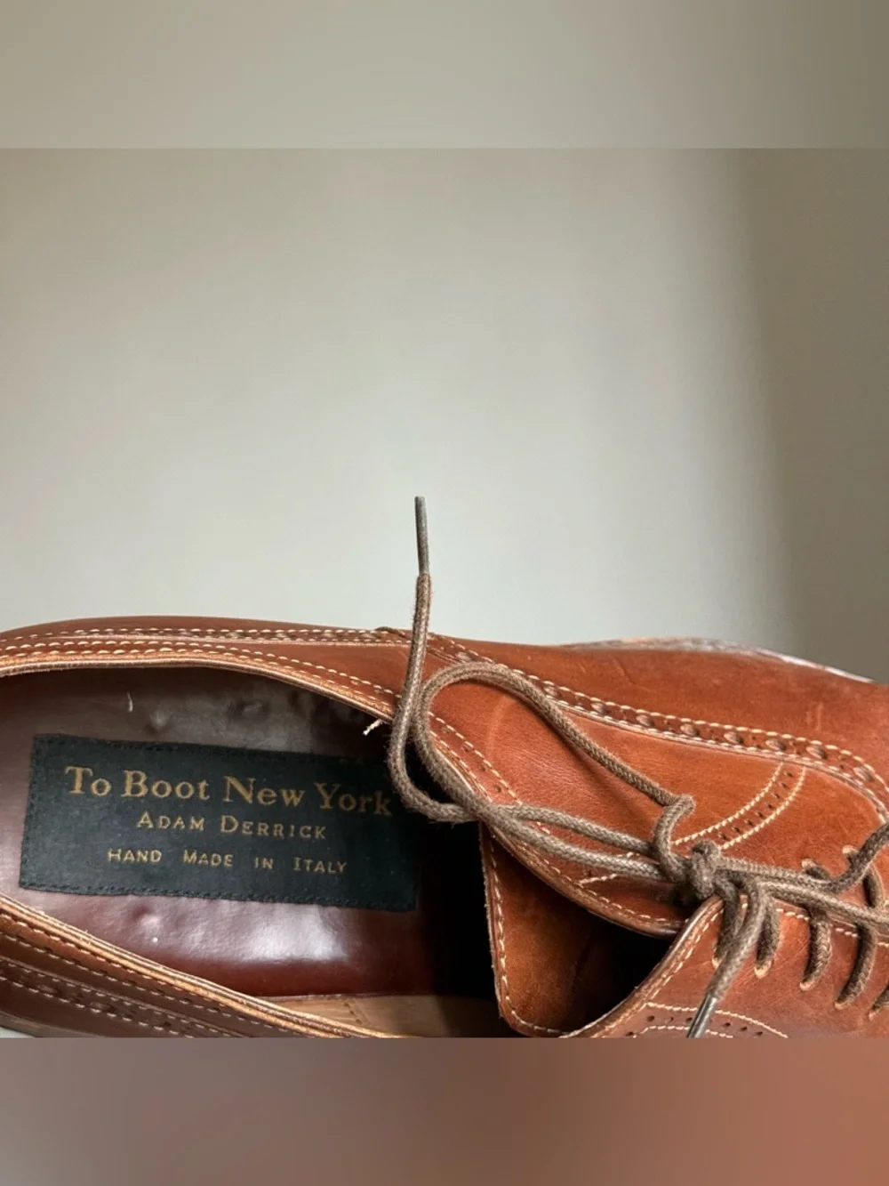 To Boot New York Derrick 9 1/2 Hand Made Italy Brown Leather Oxford Dress Shoes